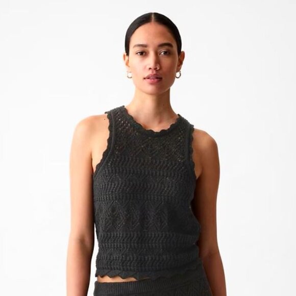 Gap	| 100% Cotton Crochet Halter Tank Top Sweater Black Sleeveless | Size Small - Picture 2 of 12